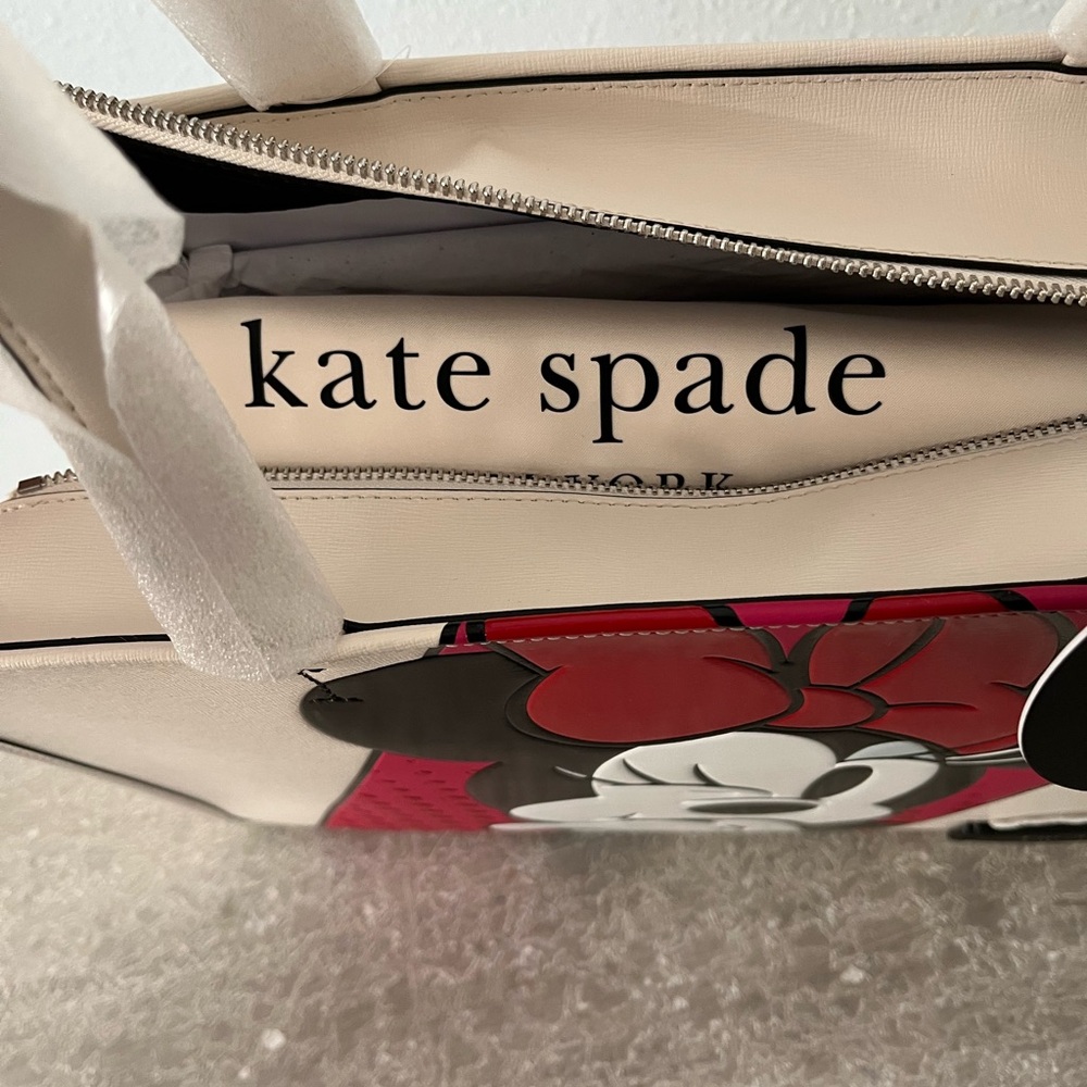 Kate Spade Disney X  Minnie Mouse Zip Top Tote  Parchment NWT - Picture 3 of 7